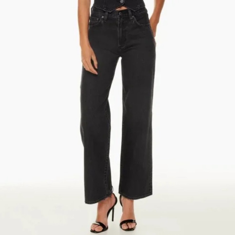 Aritizia Denim Forum The Farrah High Rise Wide Leg Jeans Size 29 Black